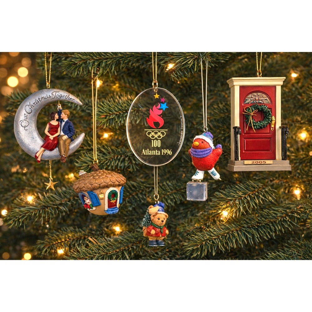 Mixed Lot of 6 Vintage Hallmark Keepsake Christmas Ornaments w Original Boxes
